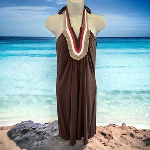 BCBG Women’s Halter Mini Dress-Size Small Tie Back Brand New- Brown/Tan